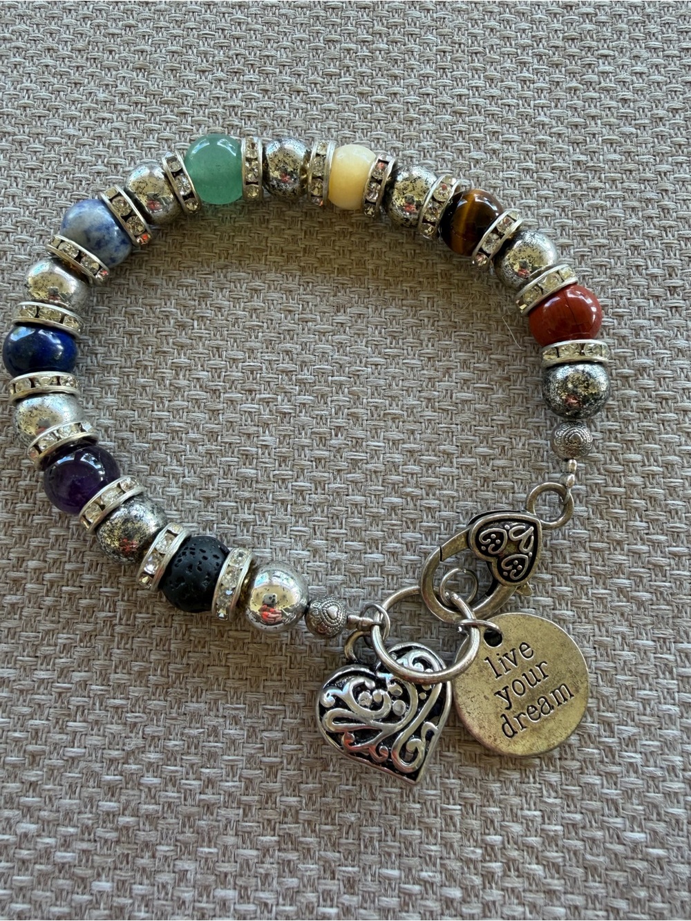 Live Your Dream Multicolor Charm Beaded Bracelet